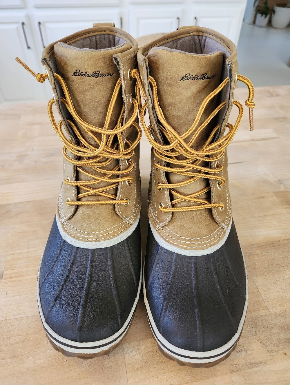 Eddie Bauer Two-Tone Duck Boots in Brown & Black